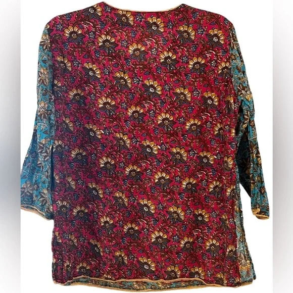 Awsome Boho Style Print With Embroidery Blouse 42” Chest , 36” Shoulder - Picture 2 of 3